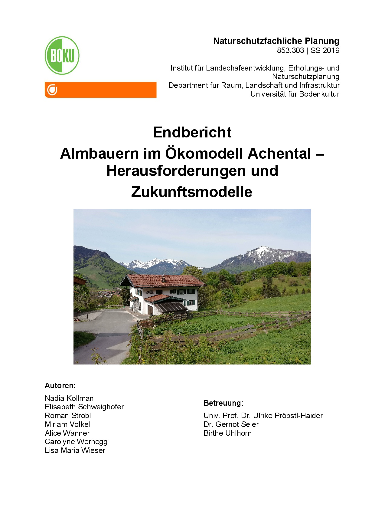Endbericht Almbauern im Ökomodell Achental